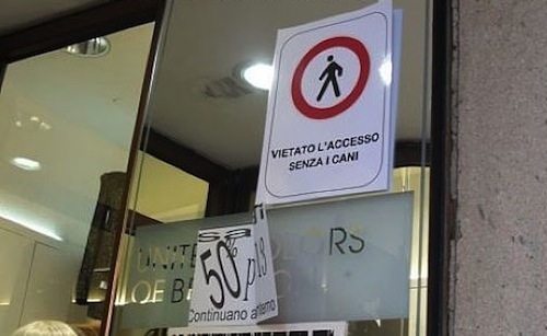 «E’ vietato entrare senza cani» nei locali commerciali di Vallo della Lucania