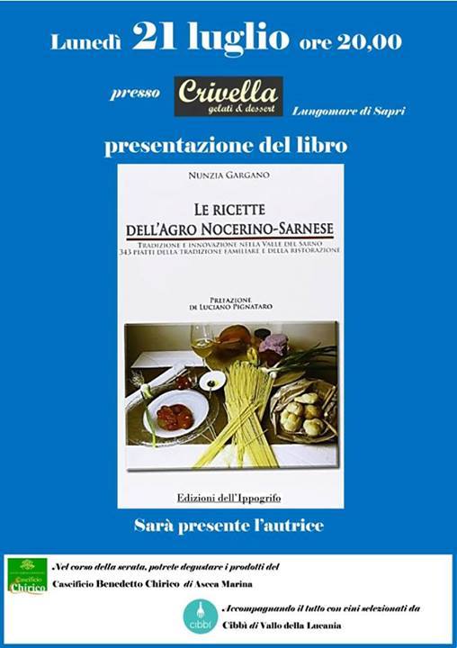 A Sapri la presentazione del libro di Nunzia Gargano ‘Le Ricette dell’Agro Nocerino Sarnese’