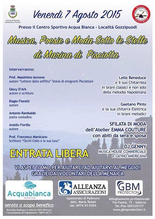 Pisciotta si mette in gioco organizzando una serata di musica, poesia e moda