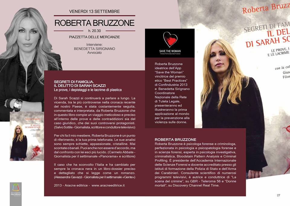 Roberta Bruzzone e Benedetta Sirignano al Settembre Culturale ad Agropoli