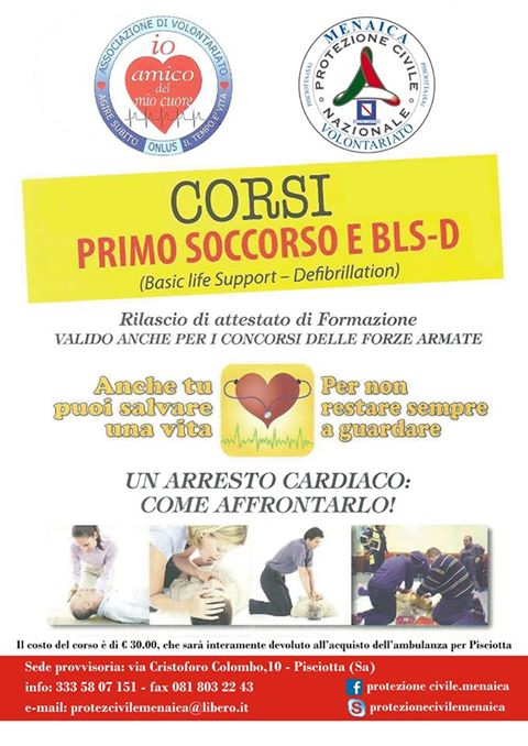 Sabato corso di Primo soccorso e Bls-d a Pisciotta