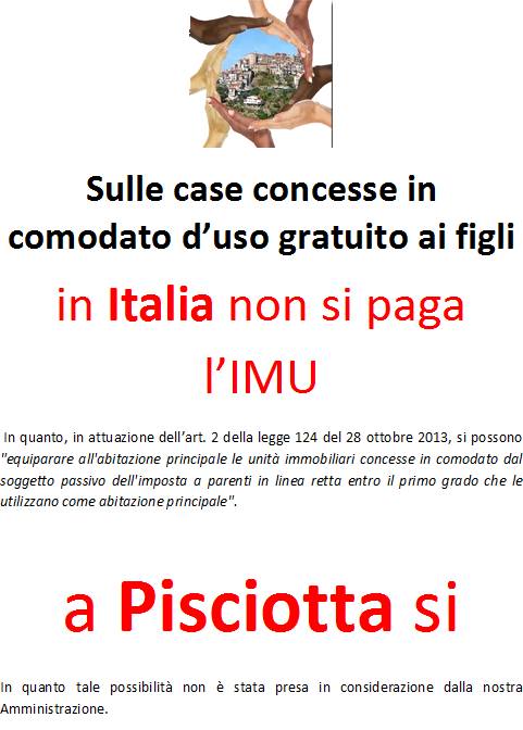 In Italia non si paga l’Imu sulle case in comodato d’uso ai figli, a Pisciotta si
