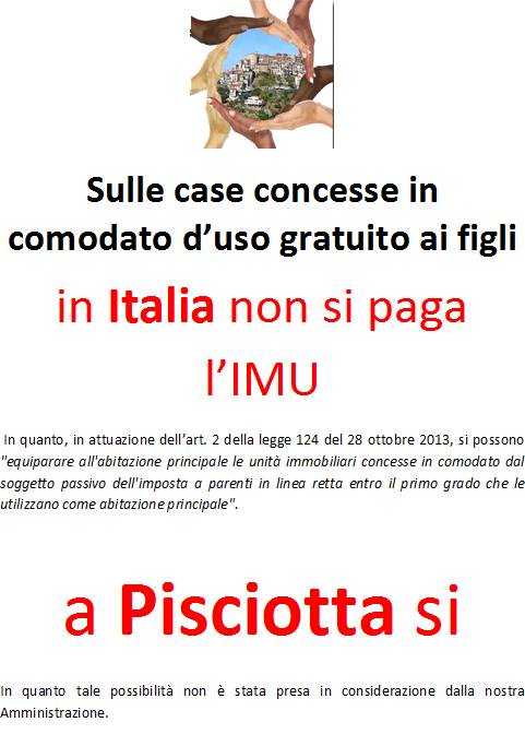 In Italia non si paga l’Imu sulle case in comodato d’uso ai figli, a Pisciotta si