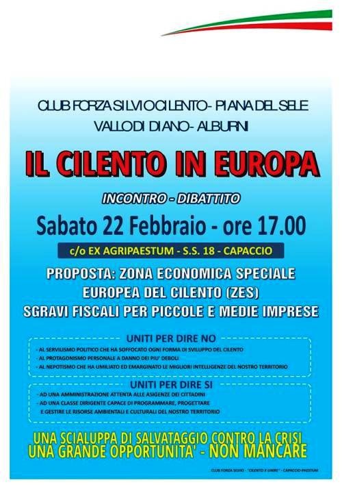 Capaccio: sabato 22 il Cilento in Europa con Forza Silvio