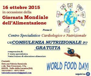 Giornata Mondiale dell’Alimentazione, il 16 ottobre consulenze nutrizionali gratuite