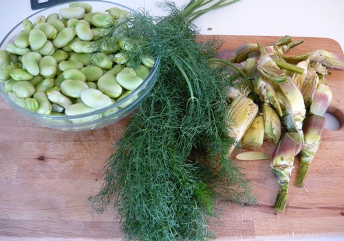 Zuppetta di carciofi e fave al finocchietto selvatico