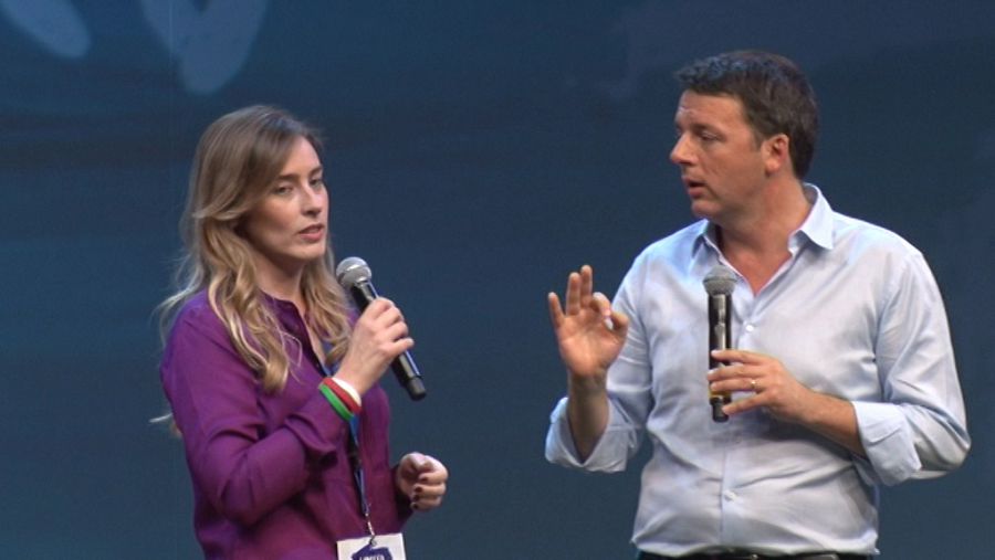 Matteo Renzi arriva a Sassano con la Boschi