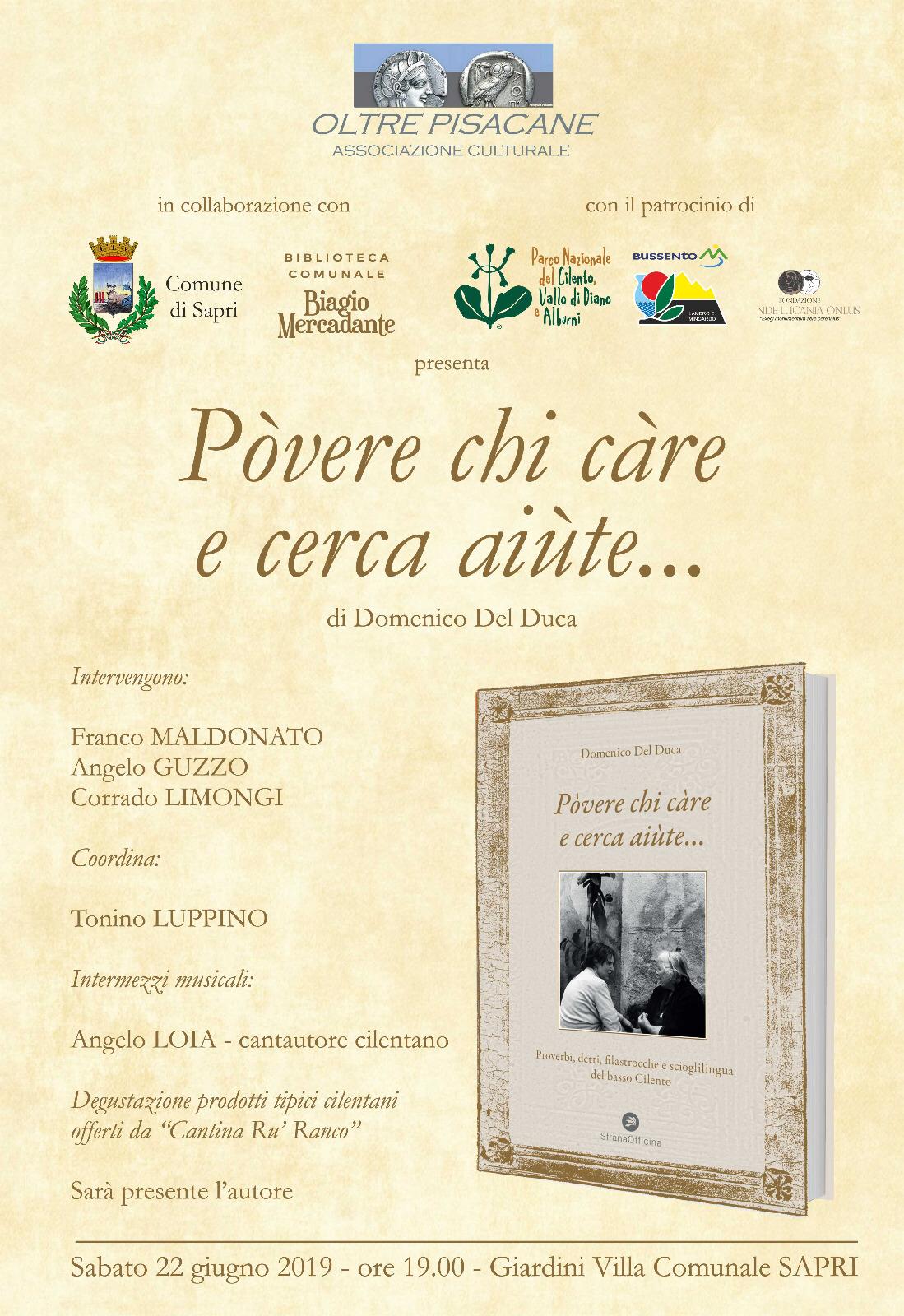 “Povère chi càre e cerca aiùte”, la presentazione del libro a Sapri