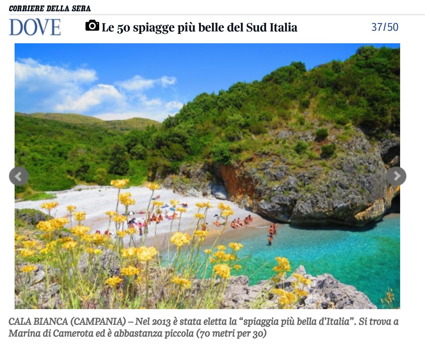 Le spiagge di Camerota e San Mauro Cilento tra le 50 più belle del Sud Italia