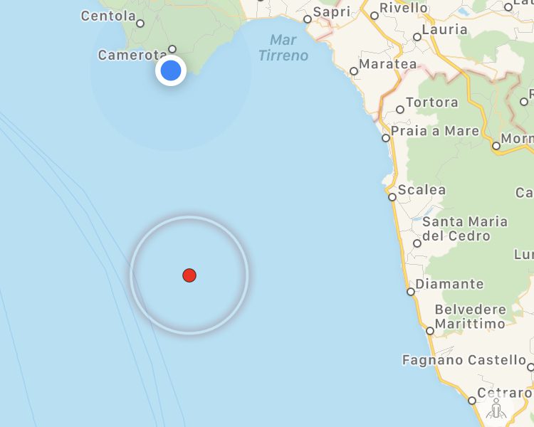 Scossa di terremoto a largo di Camerota