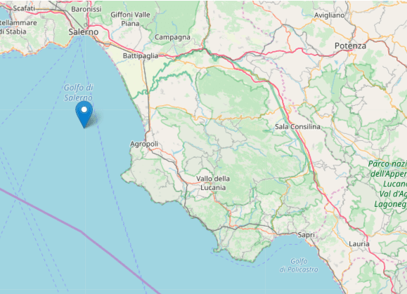 Cilento, scossa in mare di magnitudo 2.6