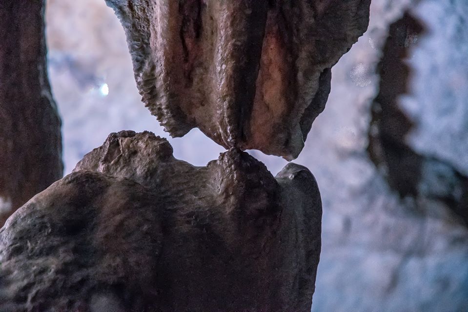 Dopo 20mila anni il “bacio” tra stalattite e stalagmite nelle Grotte di Pertosa