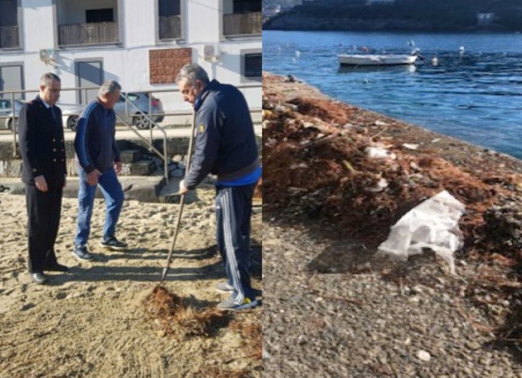 Capitaneria di Porto di Palinuro e volontari puliscono le spiagge di Palinuro dopo le mareggiate
