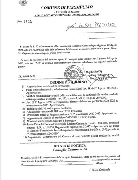 Perdifumo, minoranza diserta consiglio comunale: «Norme anti-covid non rispettate»