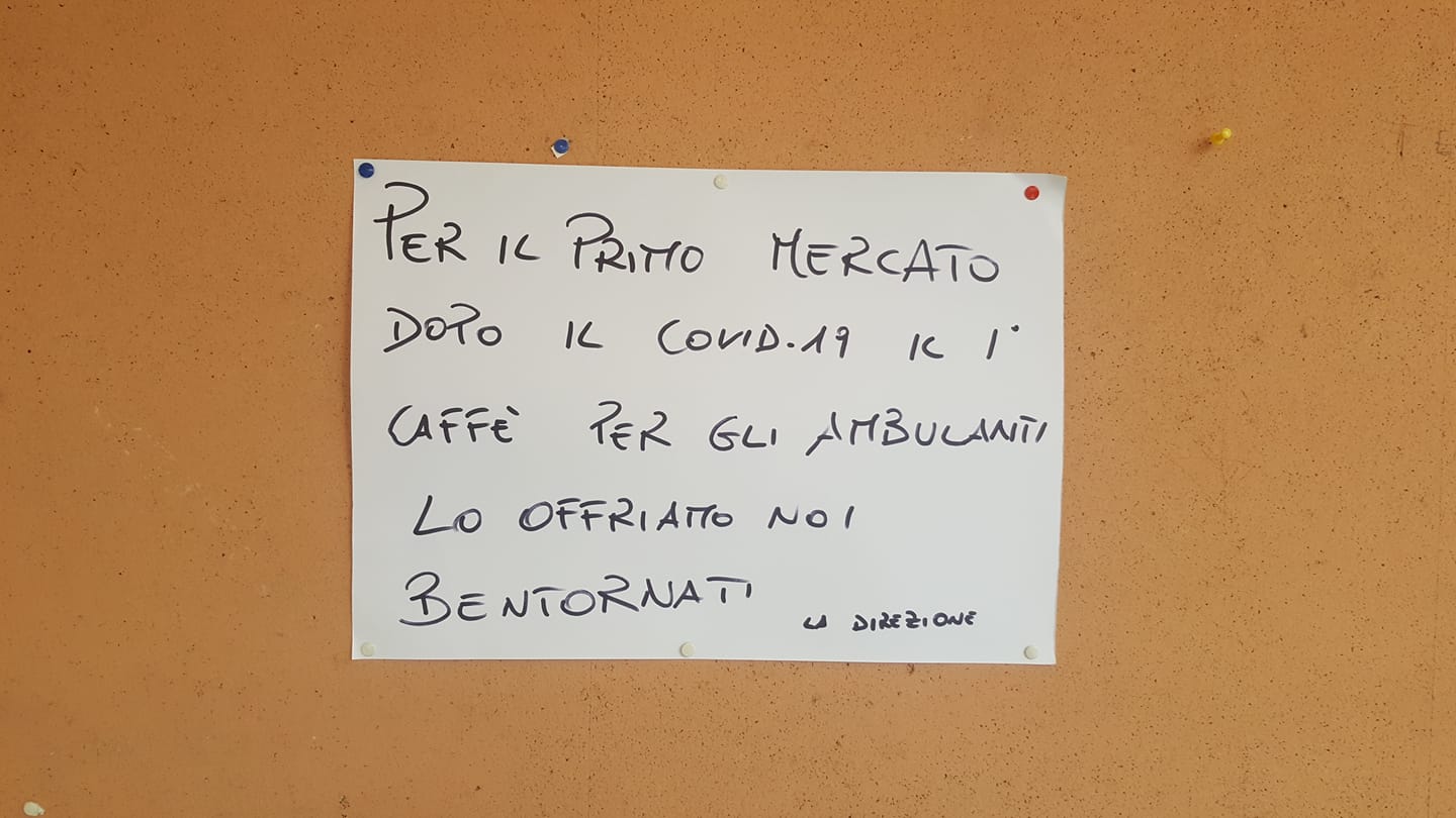 Caselle in Pittari, per il primo mercato post Covid il bar offre il caffè agli ambulanti