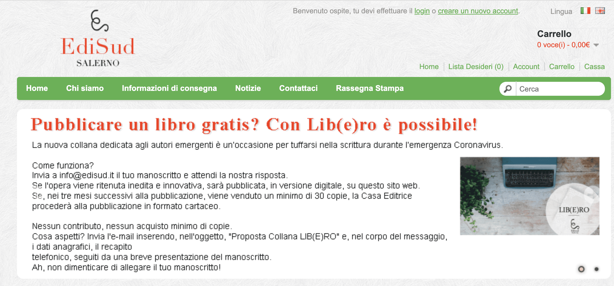 Lib(E)ro, come pubblicare un libro a costo zero. EdiSud Salerno: «Idea nasce dal virus»