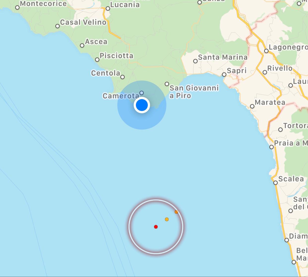Lieve scossa di terremoto a largo della costa di Marina di Camerota