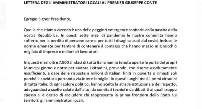 Sindaci campani a Conte: «In Italia i diritti non valgono per tutti»