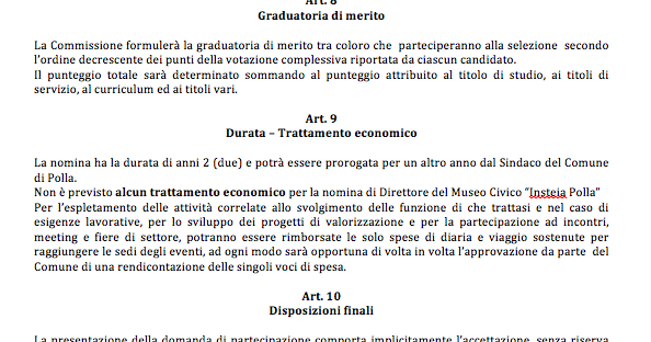 «Cercasi direttore di museo ma gratis», polemiche a Polla per l’annuncio del comune