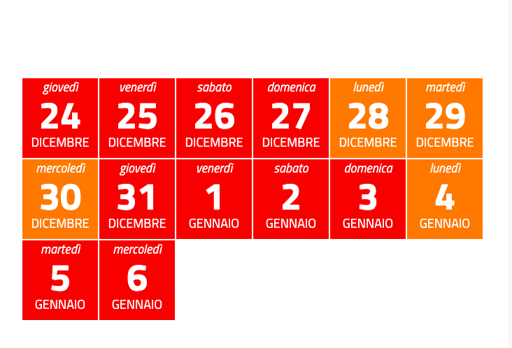 Dal 31 dicembre 4 giorni di zona rossa: cosa cambia