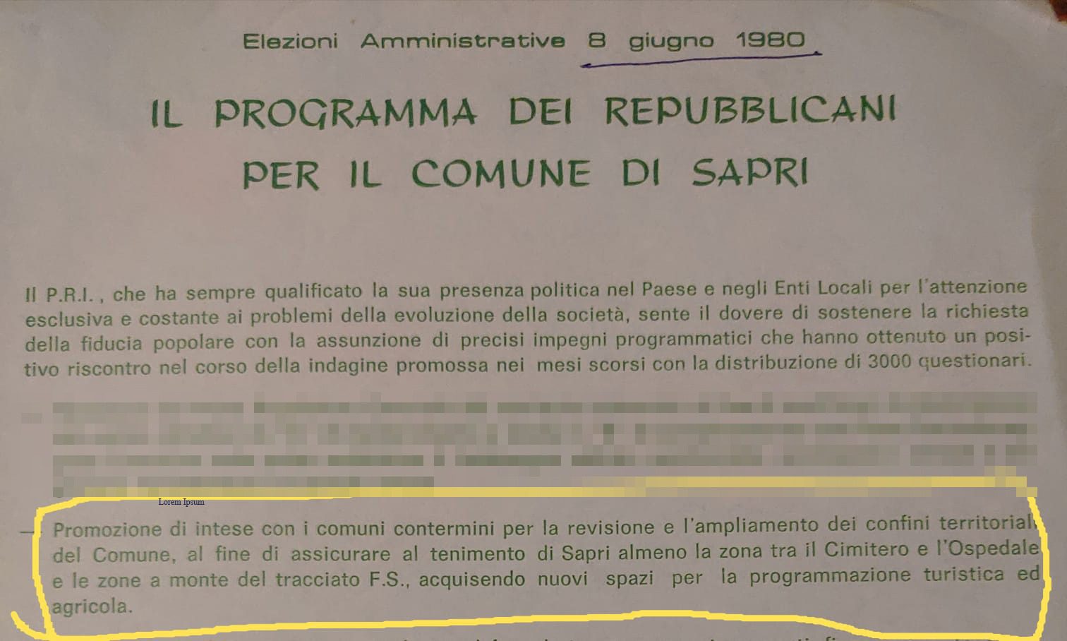 Sapri e gli allagamenti, così fu previsto nel programma elettorale del 1980