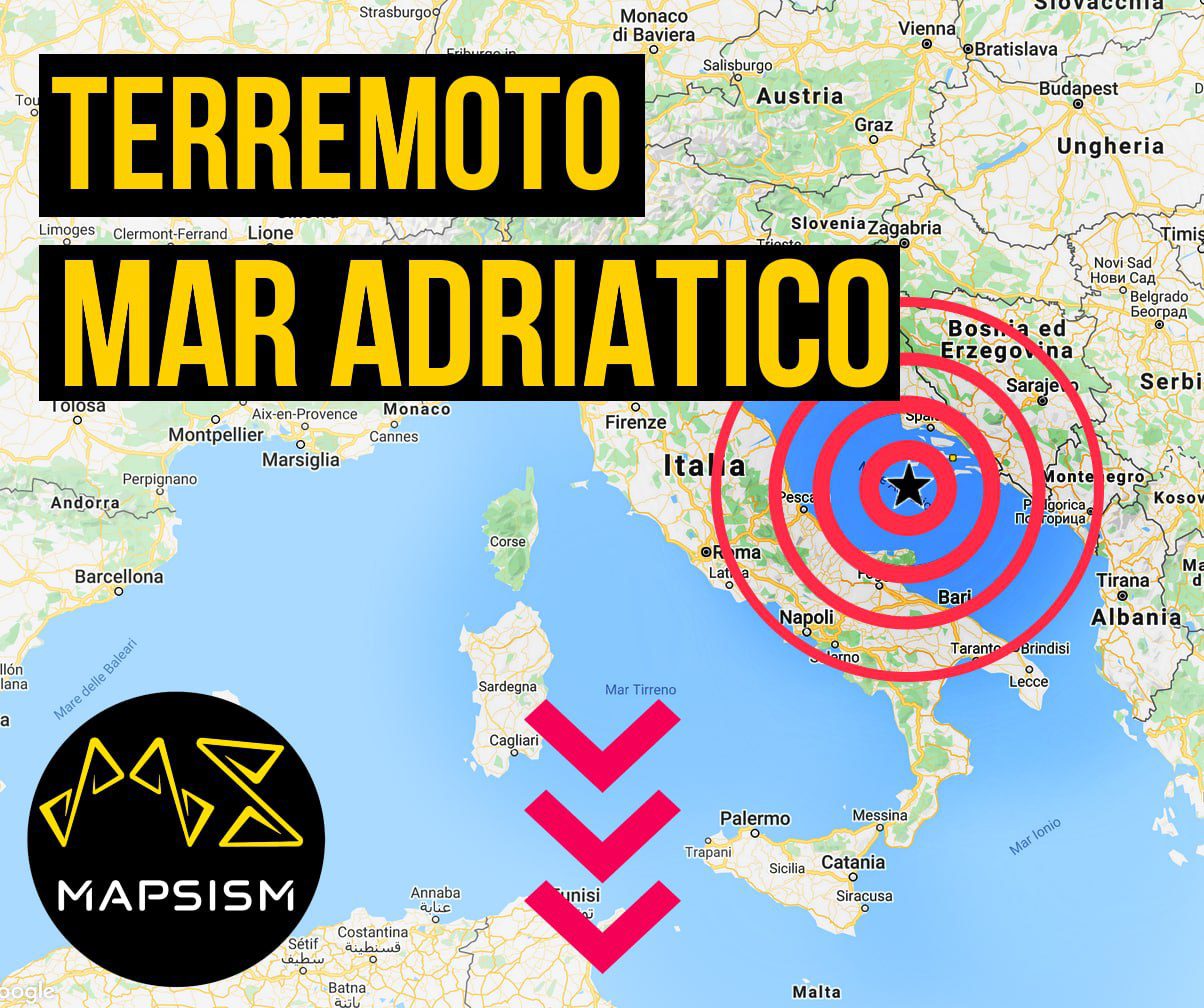 Forte scossa di terremoto nell’Adriatico avvertita anche in Campania