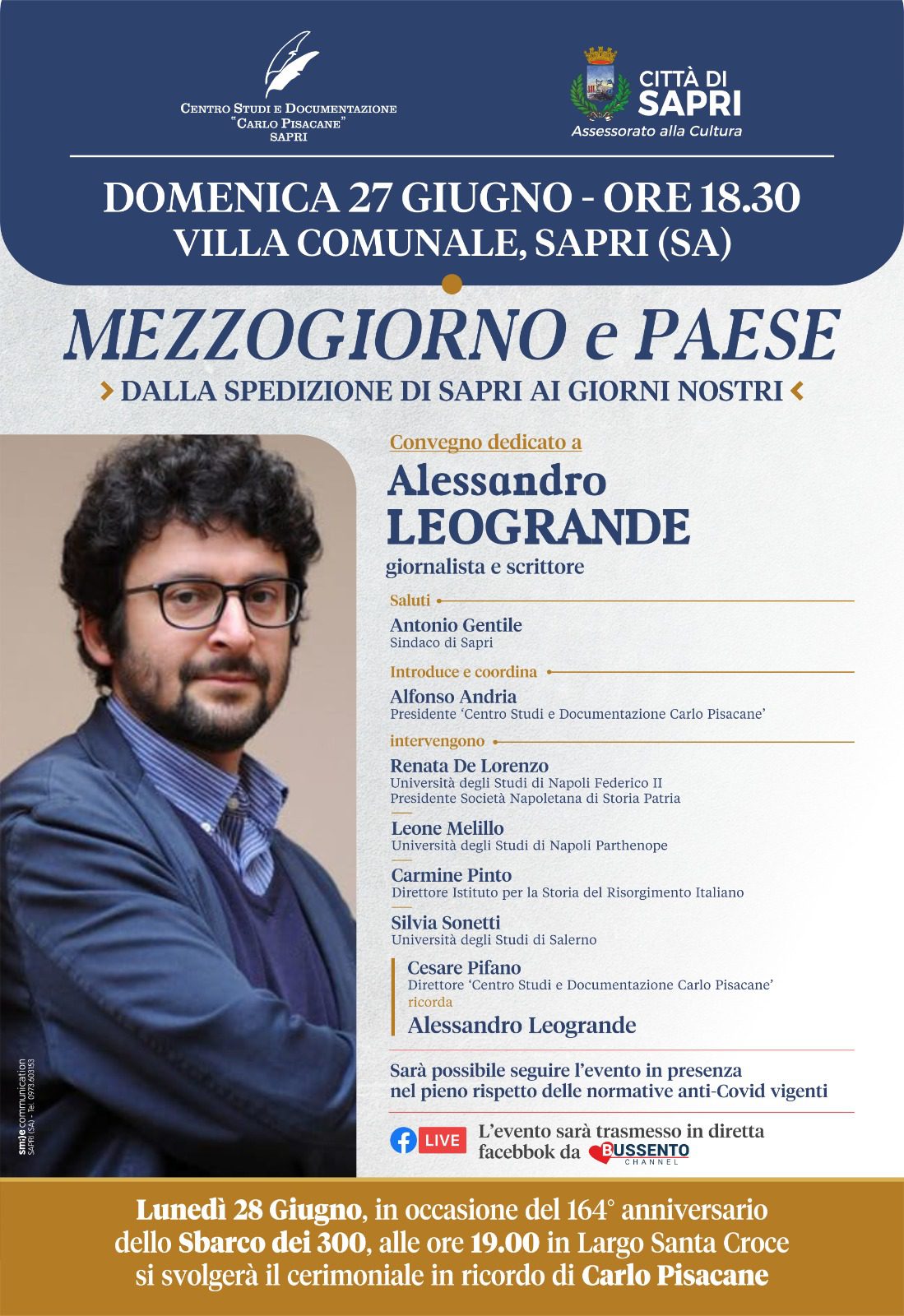 «Dalla spedizione di Sapri ai giorni nostri»: studiosi al convegno dedicato allo scrittore Leogrande