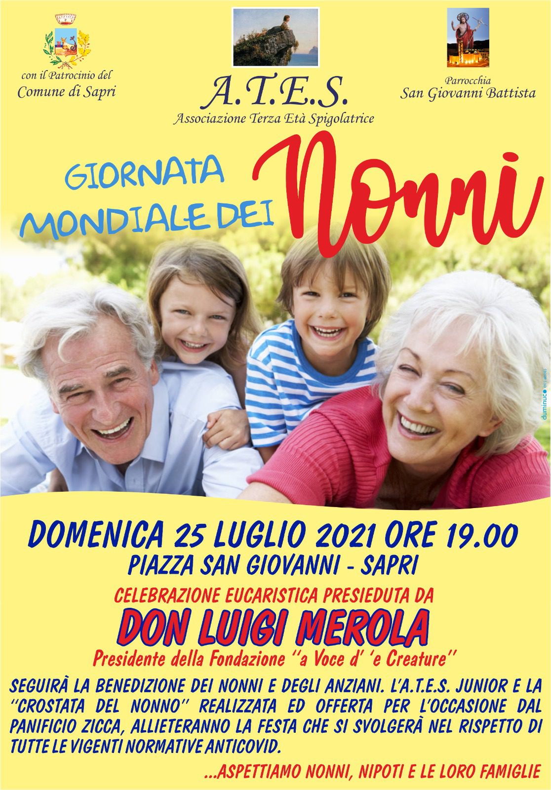 Giornata mondiale dei nonni, Sapri li celebra e valorizza con don Luigi Merola