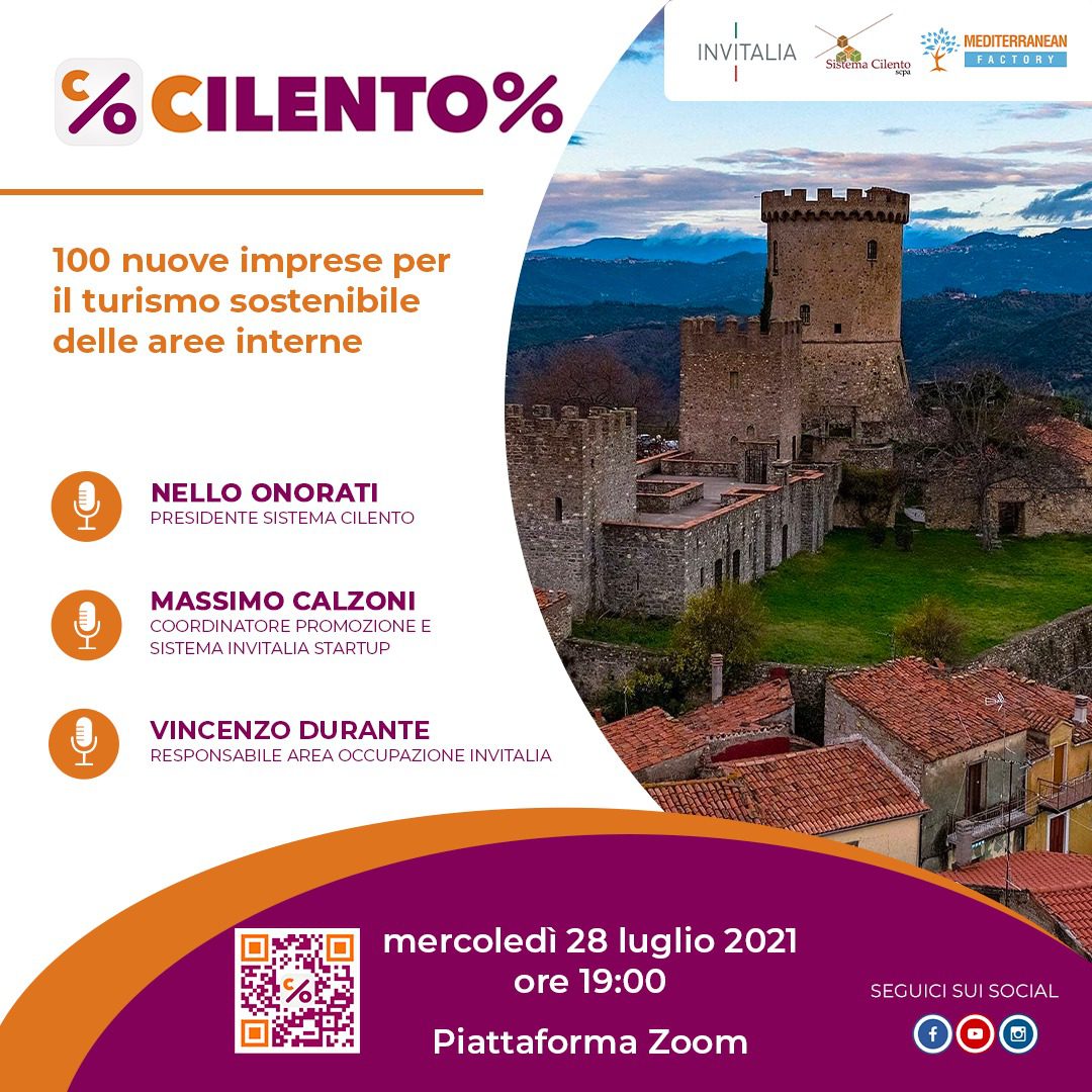 «Cilento% – 100 nuove imprese per il turismo sostenibile nelle aree interne»: l’evento di lancio con Invitalia e Sistema Cilento