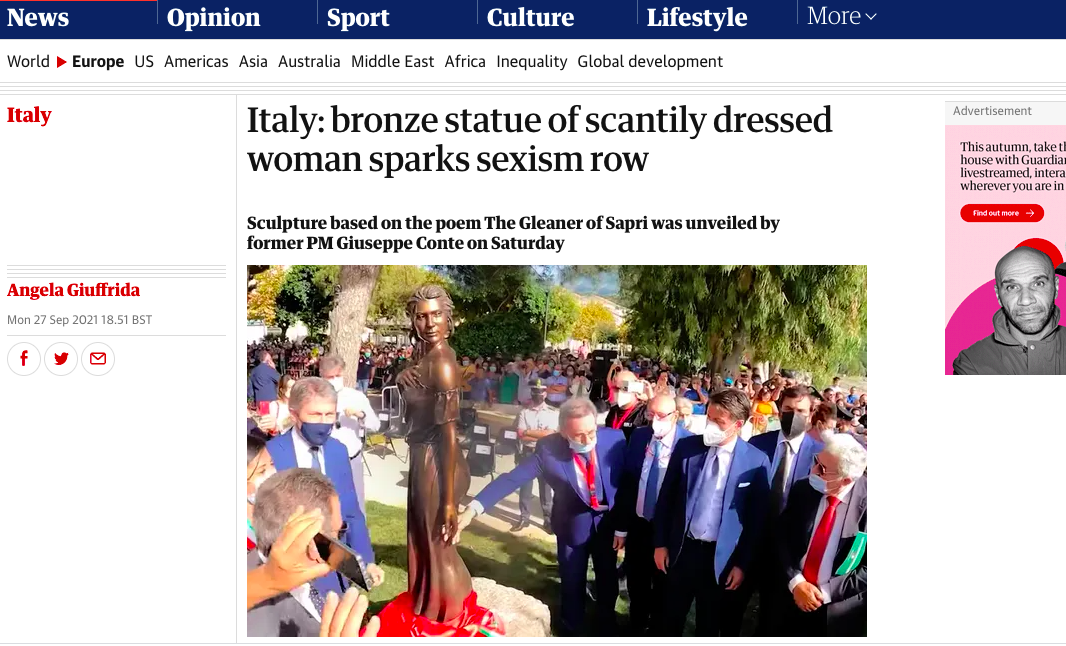 The Guardian riprende la polemica sulla Spigolatrice di Sapri