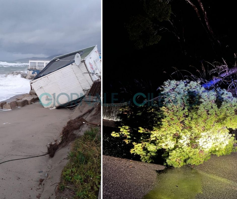 Maltempo in Cilento, il mare minaccia la costa e il vento abbatte gli alberi