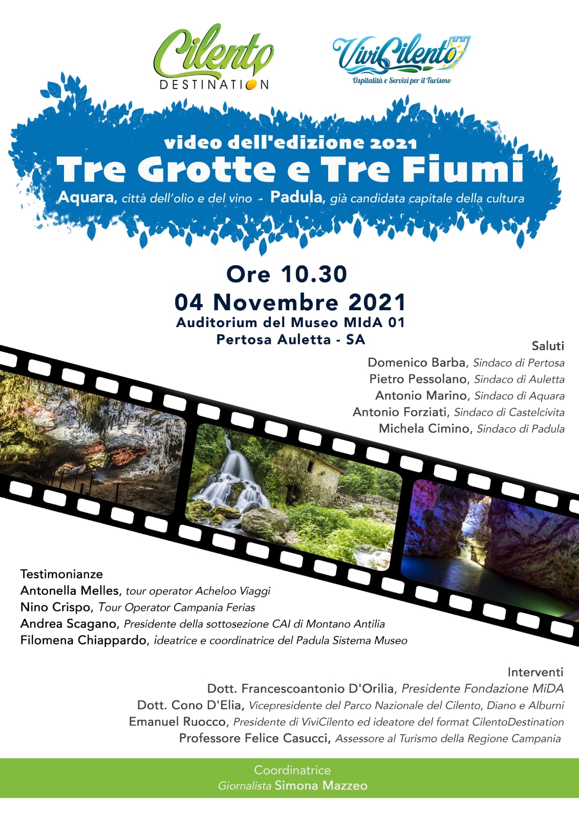 Cilento Destination 2021, il 4 novembre la presentazione del video ‘Tre grotte e tre fiumi’