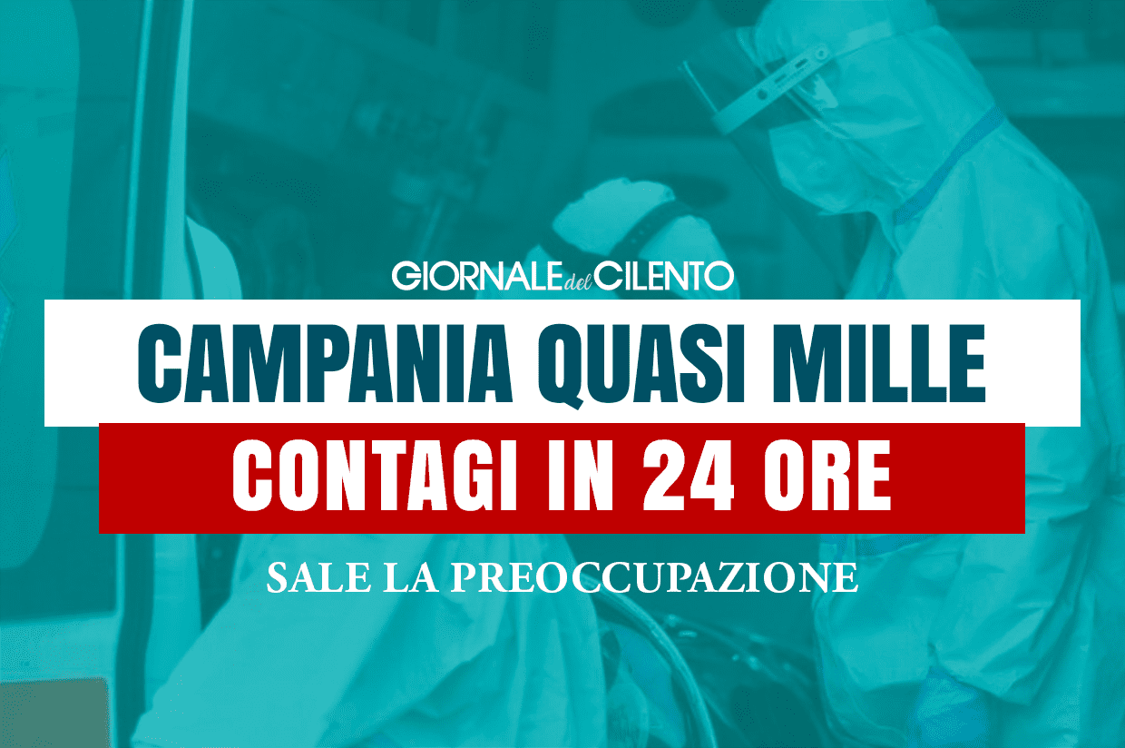 In Campania quasi mille contagi in 24 ore: aumenta indice positività