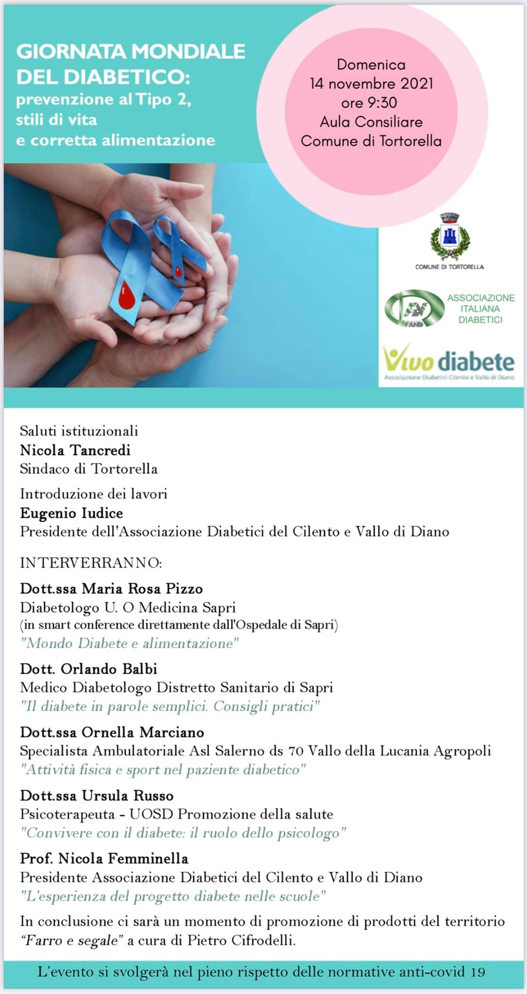 Diabete, a Tortorella organizzata una giornata di conoscenza e prevenzione
