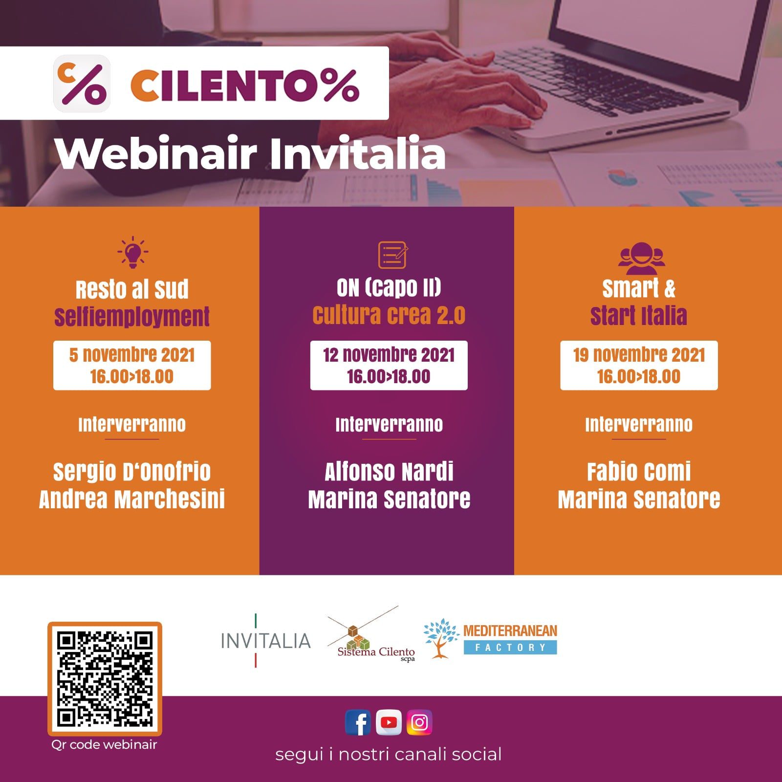 Cilento%, al via i webinar per conoscere gli strumenti Invitalia destinati alle startup innovative