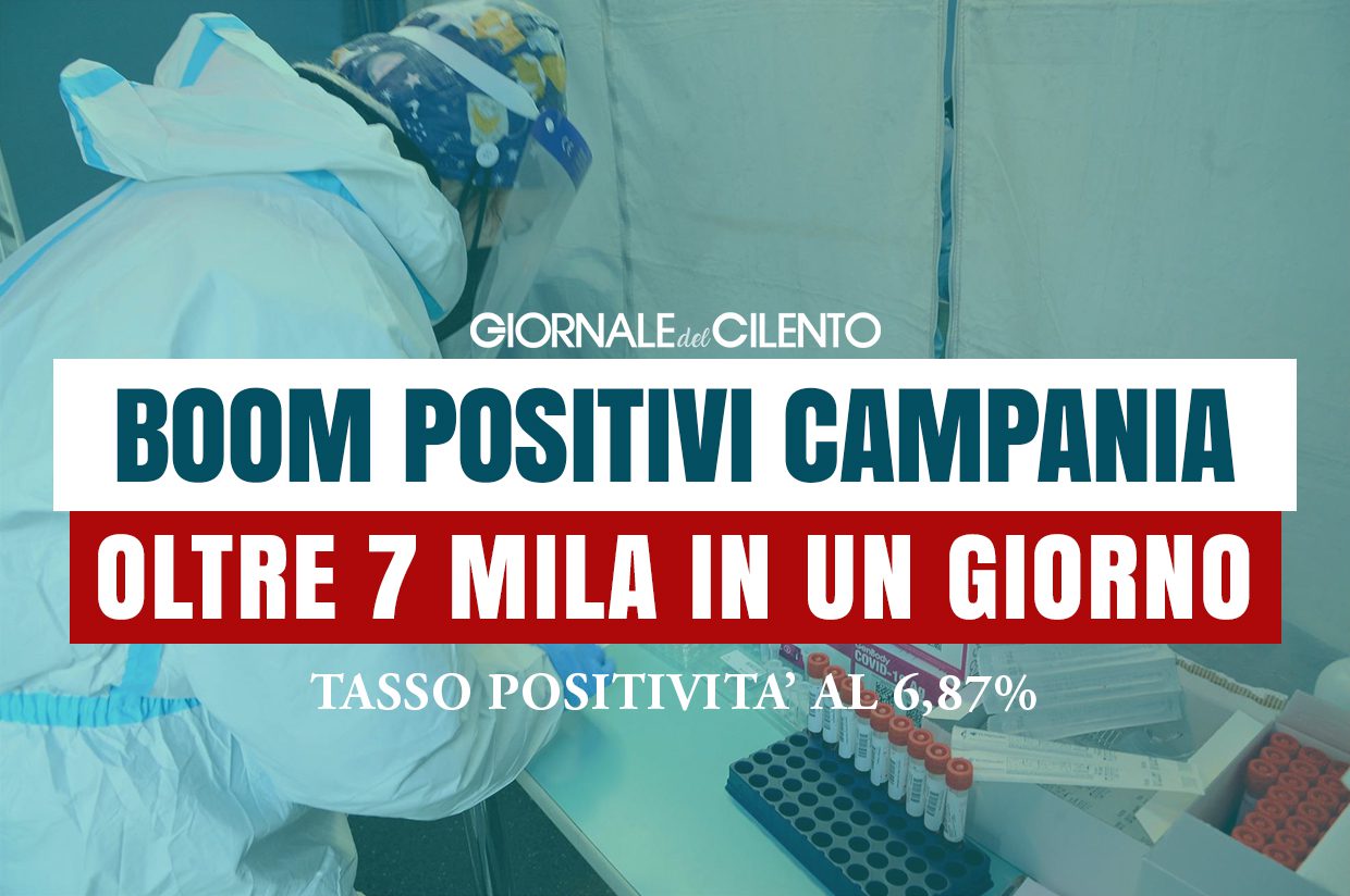 Boom nuovi positivi in Campania: oltre 7 mila in un solo giorno