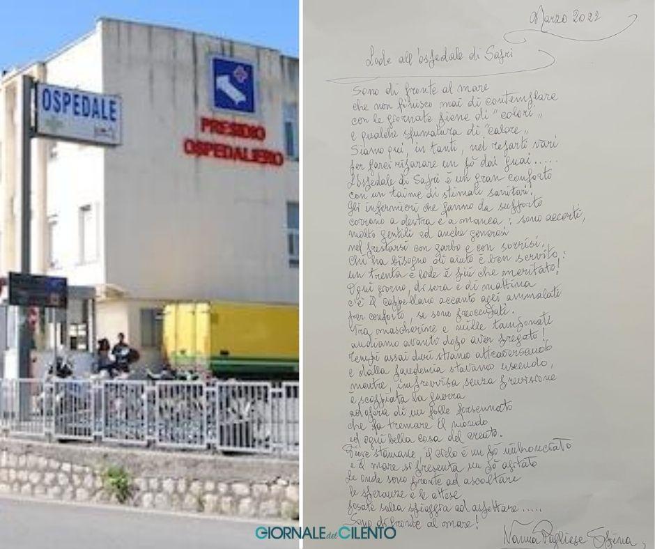 Ospedale di Sapri, la lettera di una paziente: «Trenta e lode più che meritato»