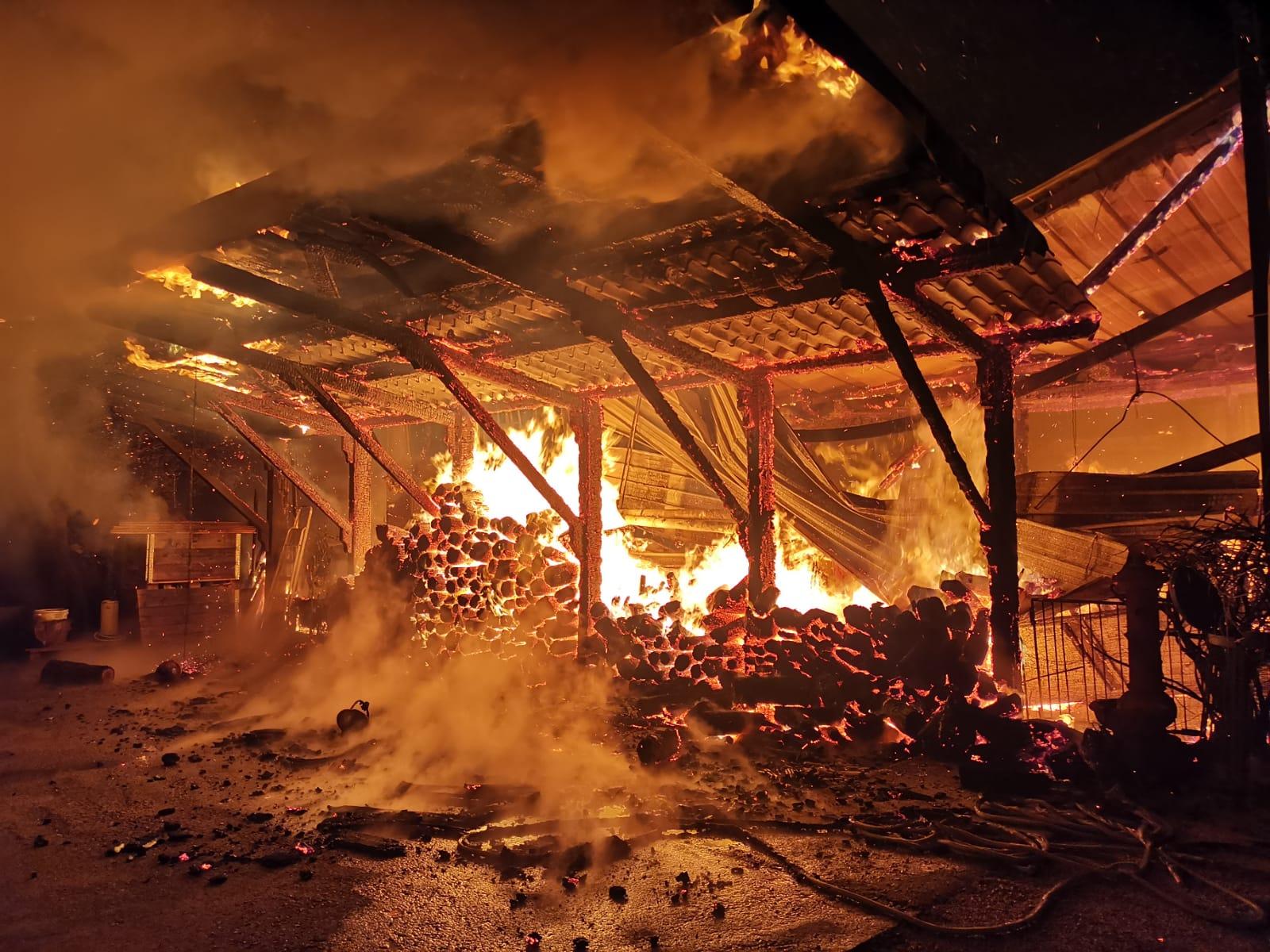Polla, deposito agricolo distrutto dalle fiamme: morti animali | FOTO