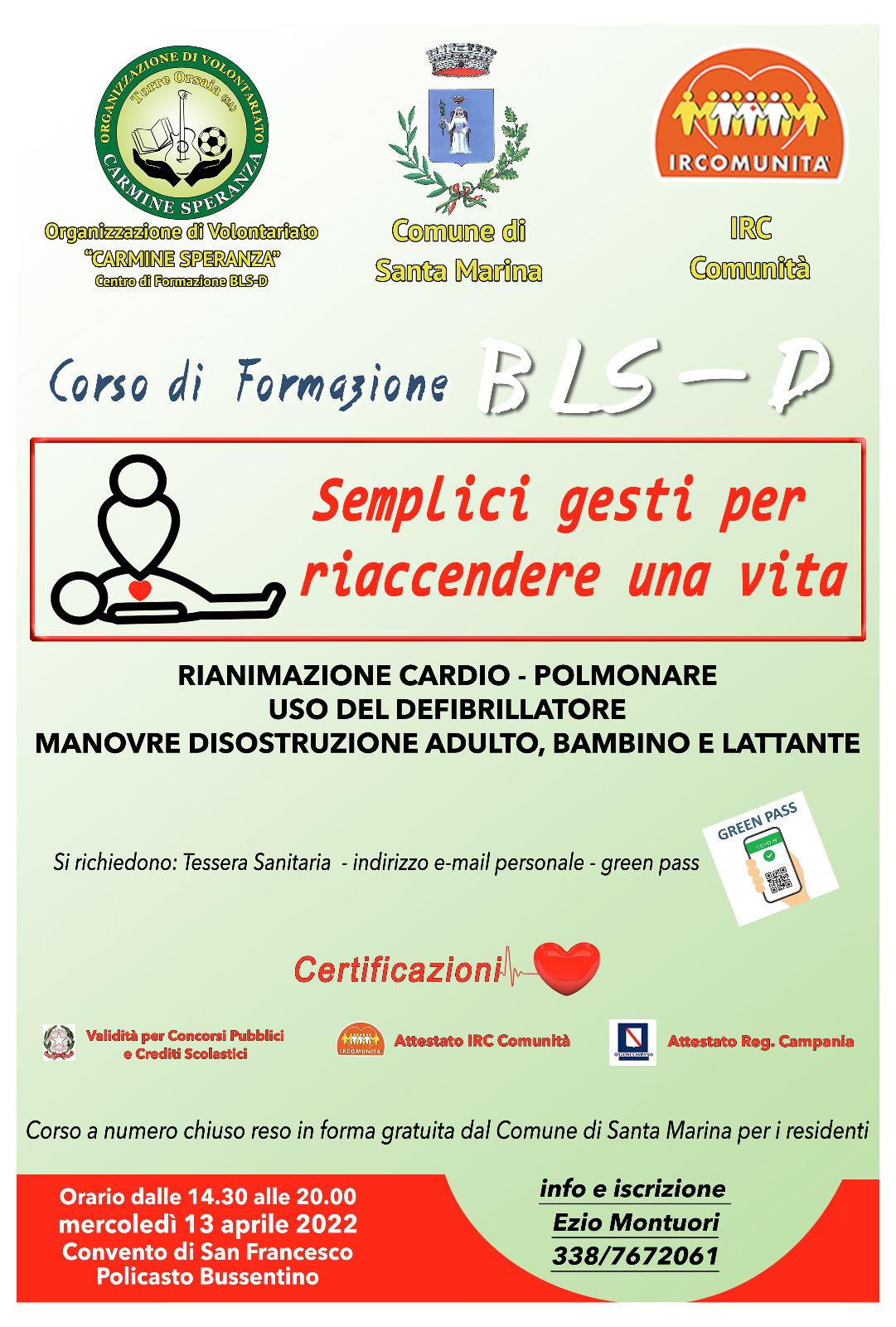 Santa Marina “cardioprotetta”, organizzato corso di formazione BLS-D: ecco come partecipare