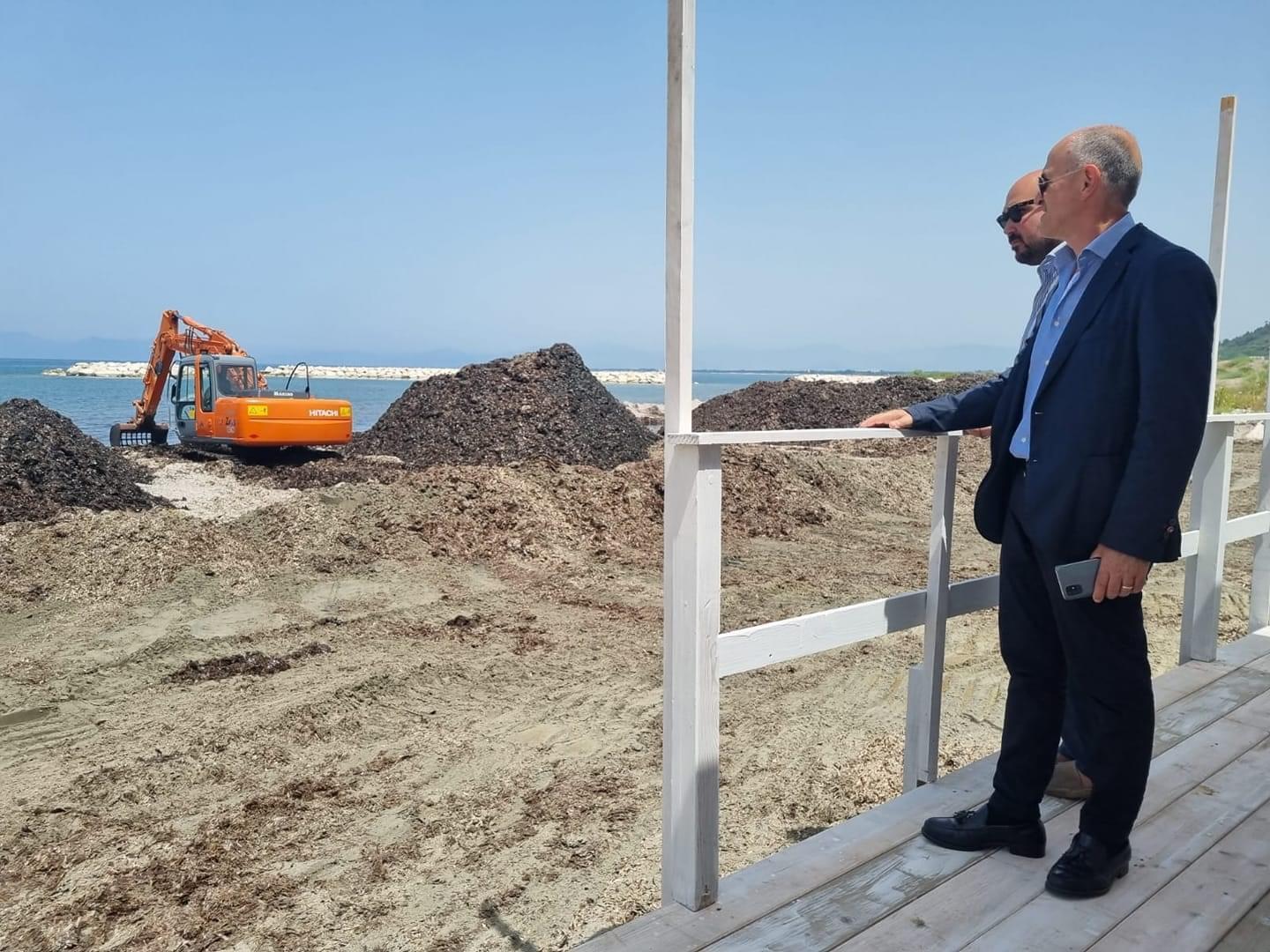 Agropoli, via ai lavori di pulizia della posidonia. Sarà spostata verso l’area di accumulo￼