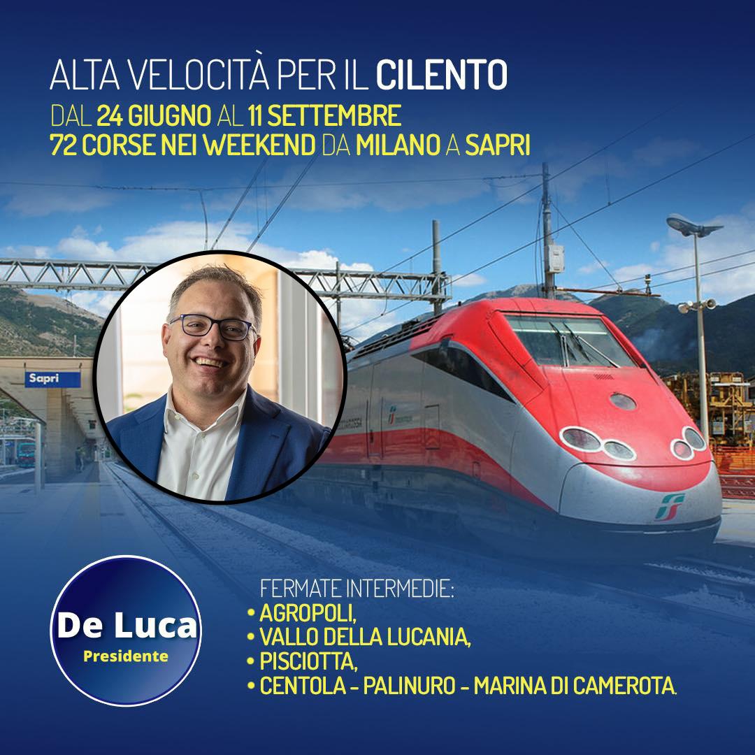 Alta velocità, da domani attivo il Frecciarossa da Milano per il Cilento