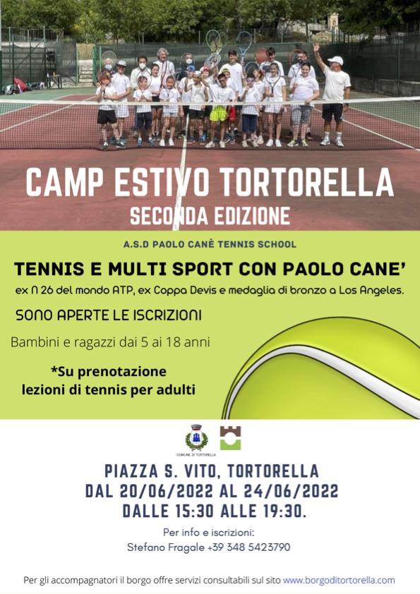 Paolo Canè torna nel borgo di Tortorella per una settimana di corsi di tennis