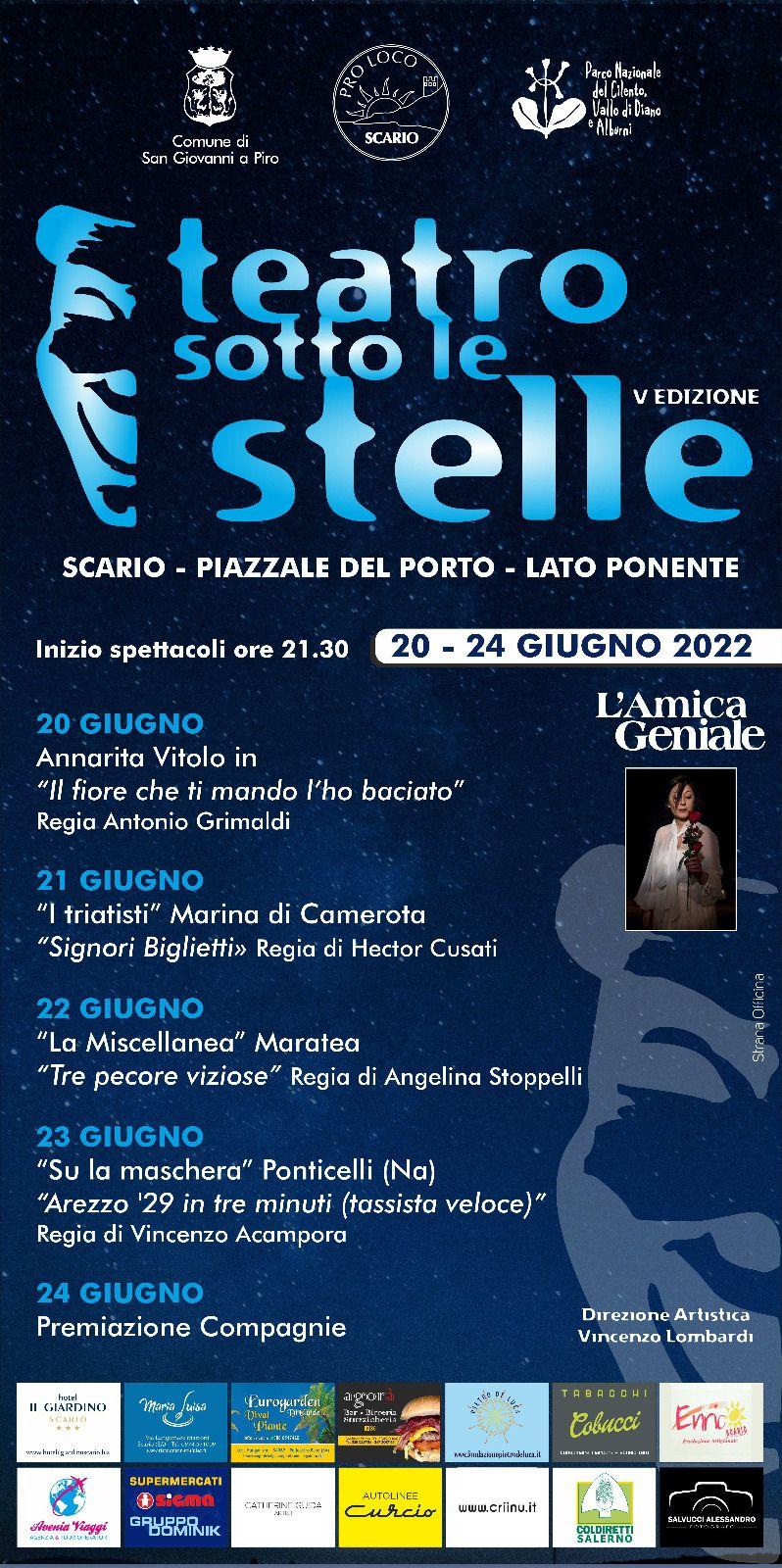 Scario, tutto pronto per “Teatro sotto le stelle”: tra gli ospiti Annarita Vitolo, l’attrice dell’Amica Geniale