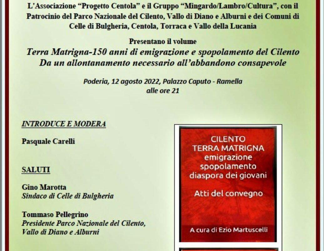 Celle di Bulgheria, si presenta il libro “Terra Matrigna” 150 anni di emigrazione e spopolamento del Cilento