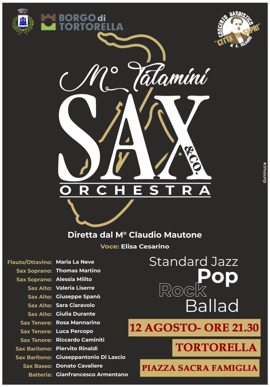 Tortorella, l’orchestra Talamini Sax e Co in concerto davanti all’antico abside restaurato