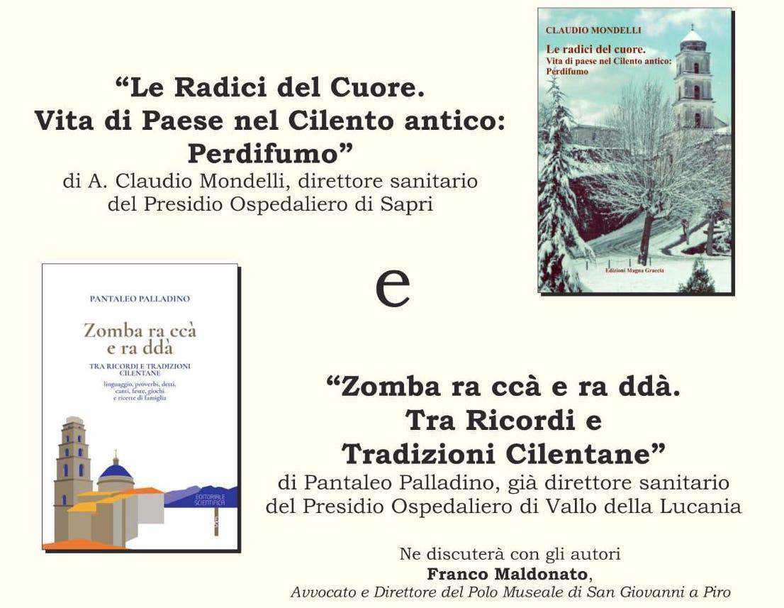 Caselle in Pittari, doppio incontro con i libri: protagonisti Claudio Mondelli e Pantaleo Palladino