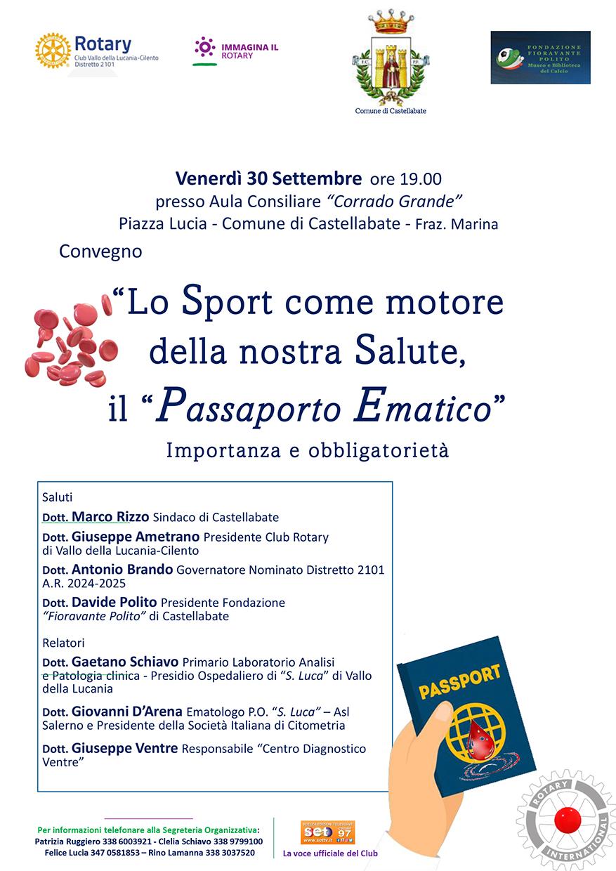 Passaporto ematico, a Castellabate il convegno organizzato dal Rotary Club Vallo della Lucania – Cilento