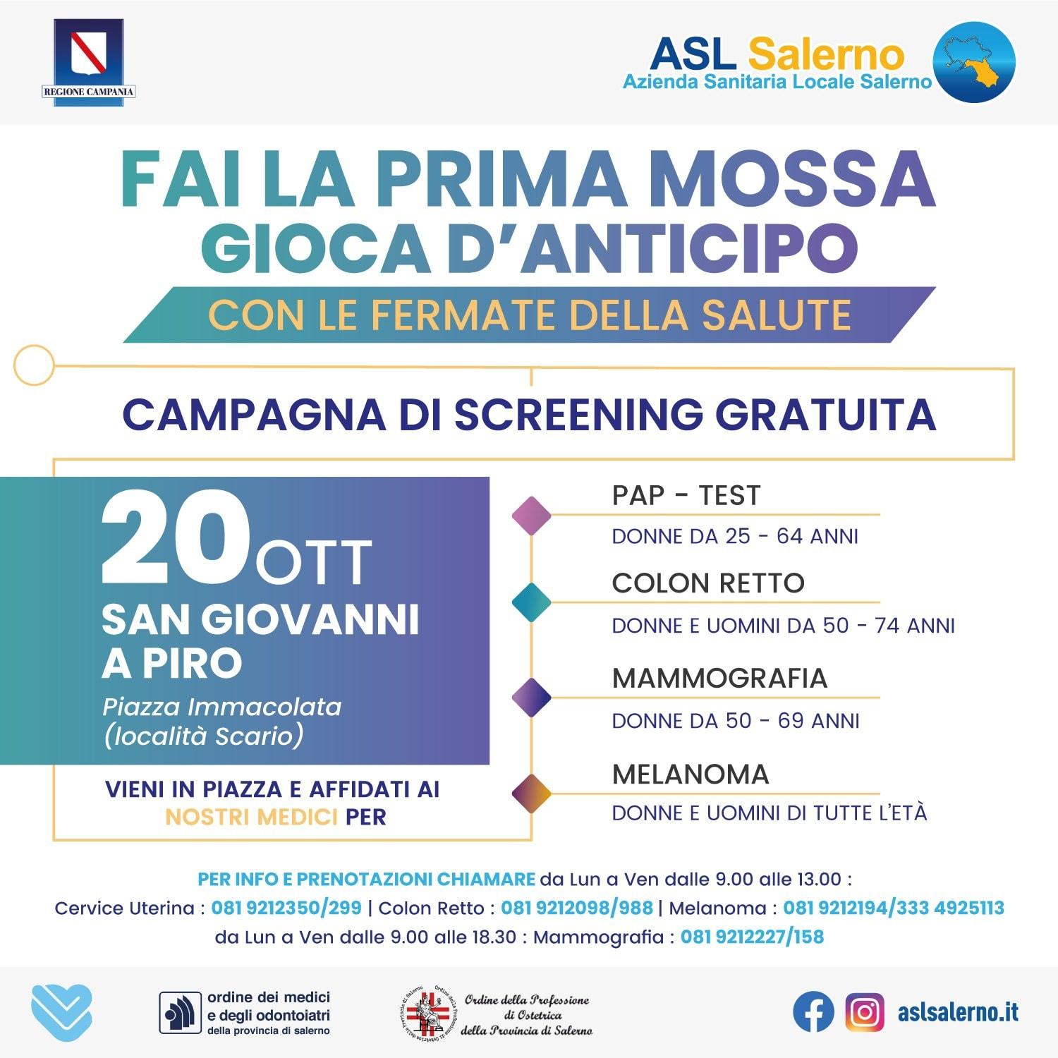 Scario, screening gratuito patologie oncologiche