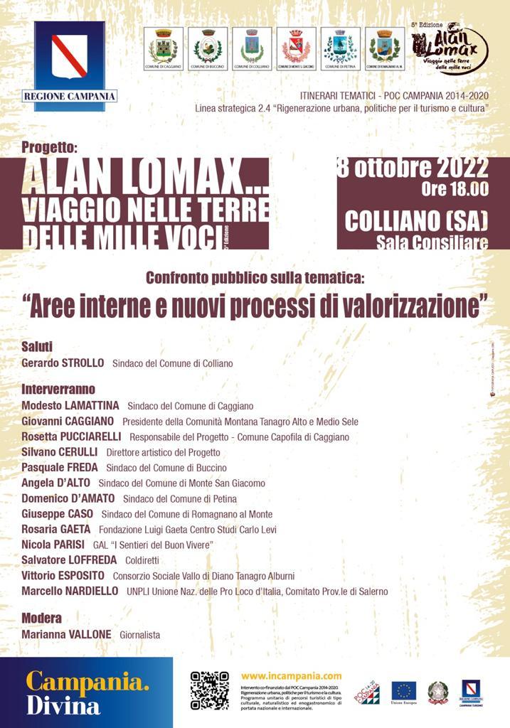 “Alan Lomax… viaggio nelle terre delle mille voci”: a Colliano il confronto pubblico sulla valorizzazione delle aree interne