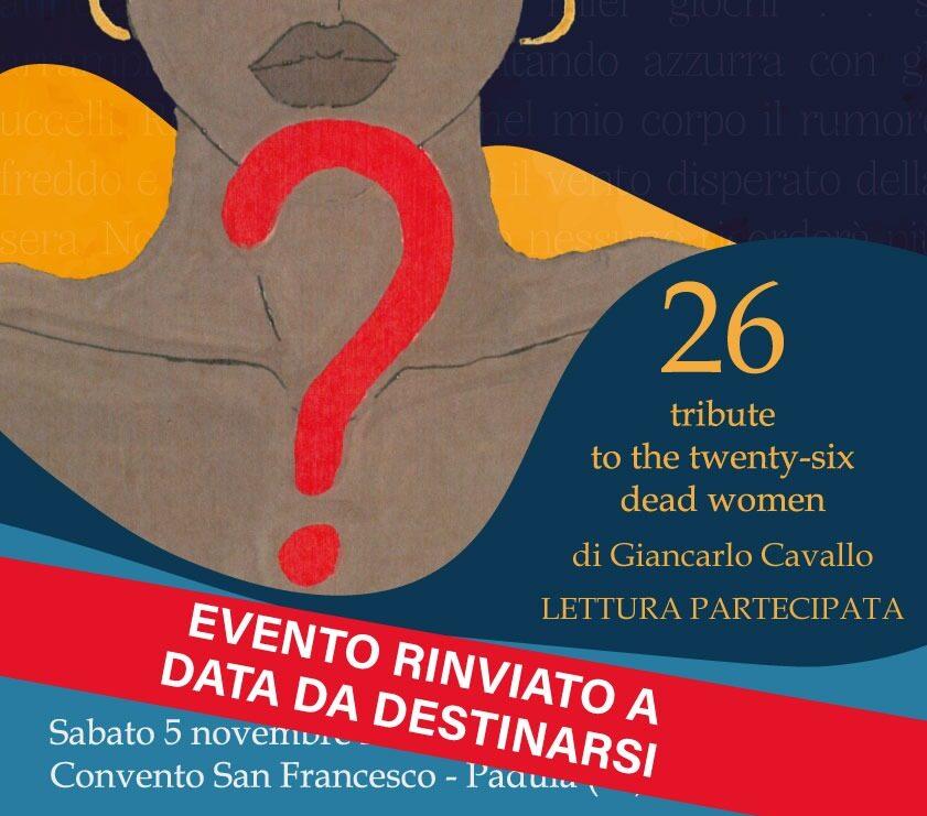 Padula, rinviato il tributo di Casa della Poesia in ricordo della tragedia delle 26 donne nigeriane